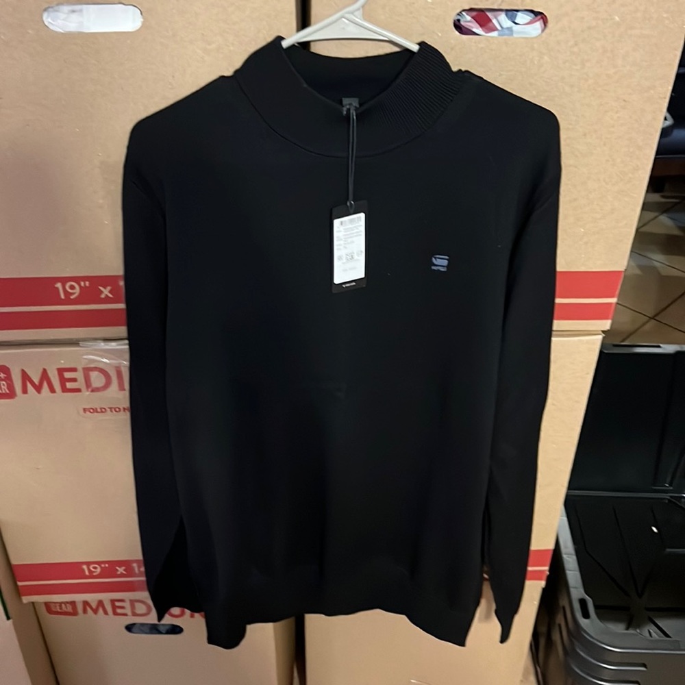 Mens G star Raw XL black mock neck sweater new